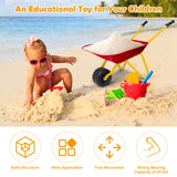 NNECW Kids Metal Wheelbarrow with Non-Slip Handle for Toddlers Red