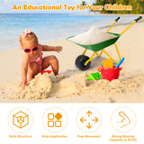 NNECW Kids Metal Wheelbarrow with Non-Slip Handle for Toddlers Green
