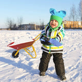 NNECW Kids Metal Wheelbarrow with Non-Slip Handle for Toddlers Red