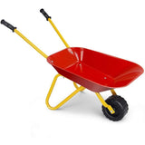 NNECW Kids Metal Wheelbarrow with Non-Slip Handle for Toddlers Red