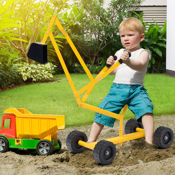 NNECW Kids Ride on Sand Digger with Rotatable Seat for Beach Yellow