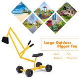 NNECW Kids Ride on Sand Digger with Rotatable Seat for Beach Yellow