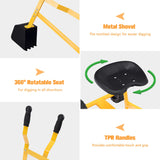 NNECW Kids Ride on Sand Digger with Rotatable Seat for Beach Yellow