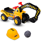 NNECW Kids Excavator Ride On Digger Toy with Safety Helmet