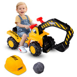 NNECW Kids Excavator Ride On Digger Toy with Safety Helmet