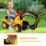 NNECW Kids Excavator Ride On Digger Toy with Safety Helmet