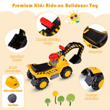 NNECW Kids Excavator Ride On Digger Toy with Safety Helmet