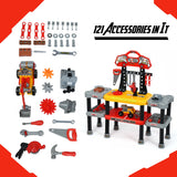 NNECW 121 PCS Toy Tool Play Set with Spacious Double-Tier Design for Toddlers