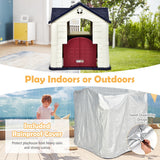 NNECW Kids Pretend Toy Playhouse with Working Doors and Windows for Boys and Girls-Blue