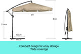 NNEDPE Wallaroo 3m Cantilever Market Umbrella - Beige