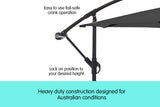 NNEDPE Wallaroo 3m Cantilever Market Outdoor Umbrella - Black