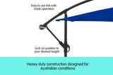 NNEDPE Wallaroo 3m Cantilever Market Outdoor Umbrella - Blue
