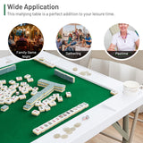 NNECW Folding Mahjong Table with 4 Cup Holders & 4 Chip Grooves for Activities