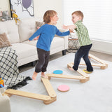NNECW 15-Piece Wooden Balance Beam & Step Stones for Coordination Development