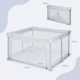 NNECW 124cm Foldable Baby Playpen Interactive Activity Center with Balls Pull Rings