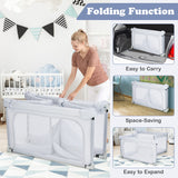 NNECW 124cm Foldable Baby Playpen Interactive Activity Center with Balls Pull Rings