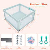 NNECW Baby Playpen Safety Activity Fence with 50 Ocean Balls for Toddlers-Blue