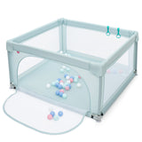 NNECW Baby Playpen Safety Activity Fence with 50 Ocean Balls for Toddlers-Blue