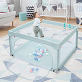 NNECW Baby Playpen Safety Activity Fence with 50 Ocean Balls for Toddlers-Blue