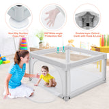 NNECW Baby Playpen Safety Activity Fence with 50 Ocean Balls for Toddlers-Grey