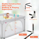 NNECW Baby Playpen Safety Activity Fence with 50 Ocean Balls for Toddlers-Grey