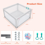 NNECW Baby Playpen Safety Activity Fence with 50 Ocean Balls for Toddlers-Grey