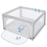 NNECW Baby Playpen Safety Activity Fence with 50 Ocean Balls for Toddlers-Grey