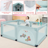NNECW Baby Playpen Activity Centre with 50 Balls &amp Breathable Mesh Zipper Door-Blue