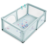NNECW Baby Playpen Activity Centre with 50 Balls &amp Breathable Mesh Zipper Door-Blue