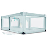 NNECW Baby Playpen Activity Centre with 50 Balls &amp Breathable Mesh Zipper Door-Blue
