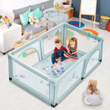 NNECW Baby Playpen Activity Centre with 50 Balls &amp Breathable Mesh Zipper Door-Blue