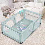 NNECW Baby Playpen Activity Centre with 50 Balls &amp Breathable Mesh Zipper Door-Blue