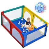 NNECW Baby Playpen Activity Centre with 50 Balls &amp Breathable Mesh Zipper Door-Multicolour
