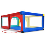NNECW Baby Playpen Activity Centre with 50 Balls &amp Breathable Mesh Zipper Door-Multicolour
