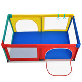 NNECW Baby Playpen Activity Centre with 50 Balls &amp Breathable Mesh Zipper Door-Multicolour