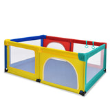 NNECW Baby Playpen Activity Centre with 50 Balls &amp Breathable Mesh Zipper Door-Multicolour