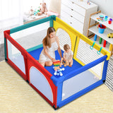 NNECW Baby Playpen Activity Centre with 50 Balls &amp Breathable Mesh Zipper Door-Multicolour