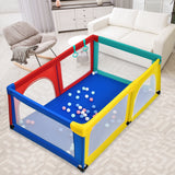 NNECW Baby Playpen Activity Centre with 50 Balls &amp Breathable Mesh Zipper Door-Multicolour
