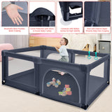 NNECW Baby Playpen Activity Centre with 50 Balls &amp Breathable Mesh Zipper Door-Black