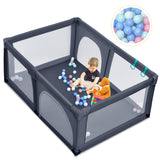 NNECW Baby Playpen Activity Centre with 50 Balls &amp Breathable Mesh Zipper Door-Black