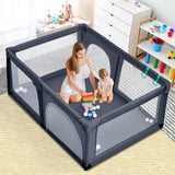 NNECW Baby Playpen Activity Centre with 50 Balls &amp Breathable Mesh Zipper Door-Black