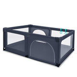 NNECW Baby Playpen Activity Centre with 50 Balls &amp Breathable Mesh Zipper Door-Black