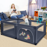 NNECW Baby Playpen Activity Centre with 50 Balls &amp Breathable Mesh Zipper Door-Black