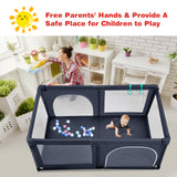 NNECW Baby Playpen Activity Centre with 50 Balls &amp Breathable Mesh Zipper Door-Black