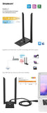 NNEDSZ  NW628 AC1200 WiFi Dual Band USB3.0 Adapter with 2x 5dBi High Gain Antennas
