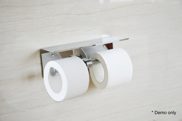 NNEDSZ Steel Double Toilet Paper Holder Towel Roll Tissue Rack Storage Shelf