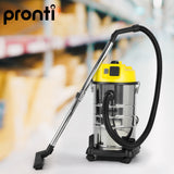 NNEDPE Pronti 30L 1200W Stainless Steel Wet Dry Vacuum Cleaner - Yellow