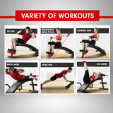 NNEDPE Powertrain Incline Sit-Up Bench with Resistance Bands and Rowing Bar