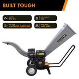 NNEDPE Ducar 7HP Wood Chipper Shredder Mulcher Grinder Petrol Silver
