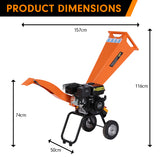 NNEDPE Ducar 7HP Wood Chipper Shredder Mulcher Grinder Petrol Orange